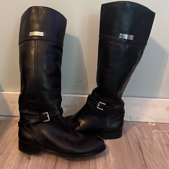 Coach New York Womens Micha Wide Calf Riding Boots Black Leather Zip Buckle - Picture 2 of 6